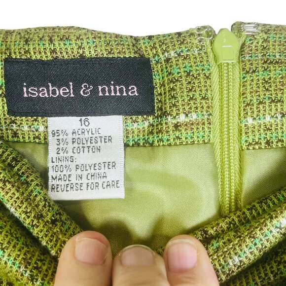 Isabel & Nina Green Tweed Womens Skirt Suit Set Size 16 - Picture 4 of 16